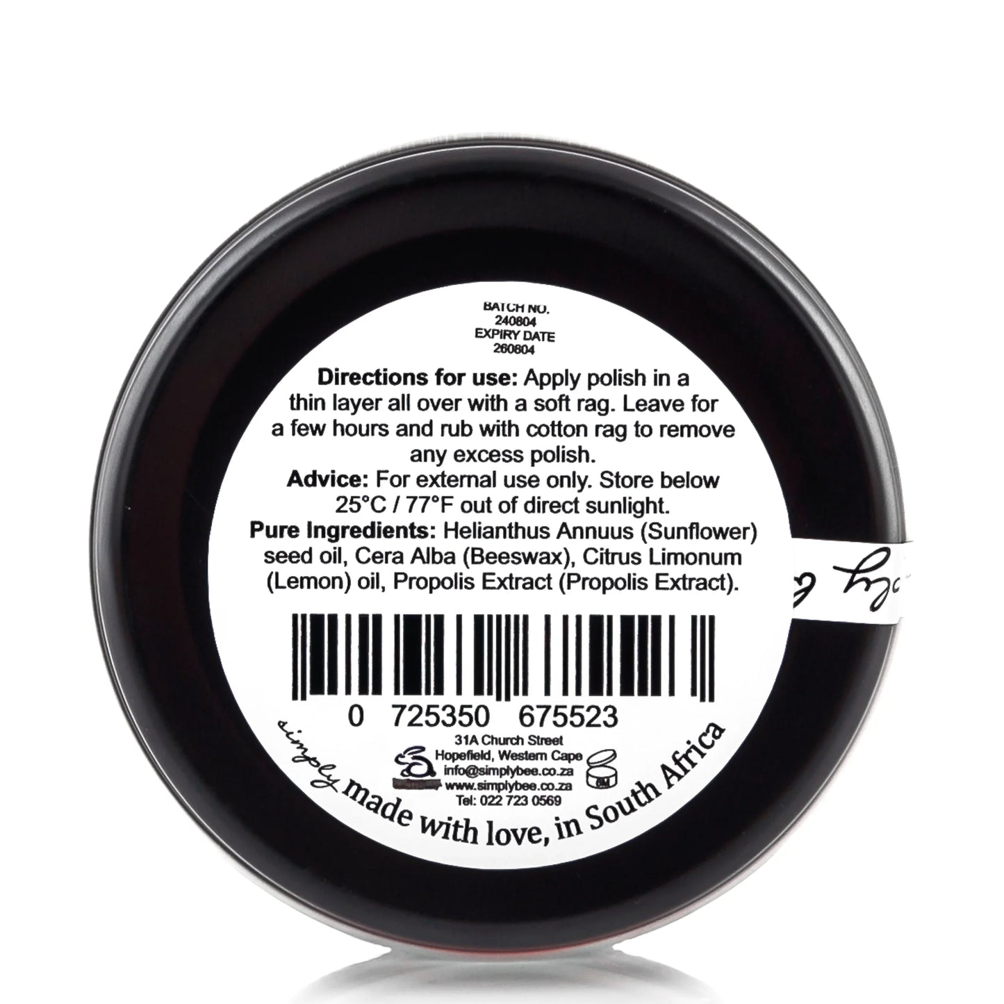 Simply Bee Natural Bees Wax Leather Polish 100g