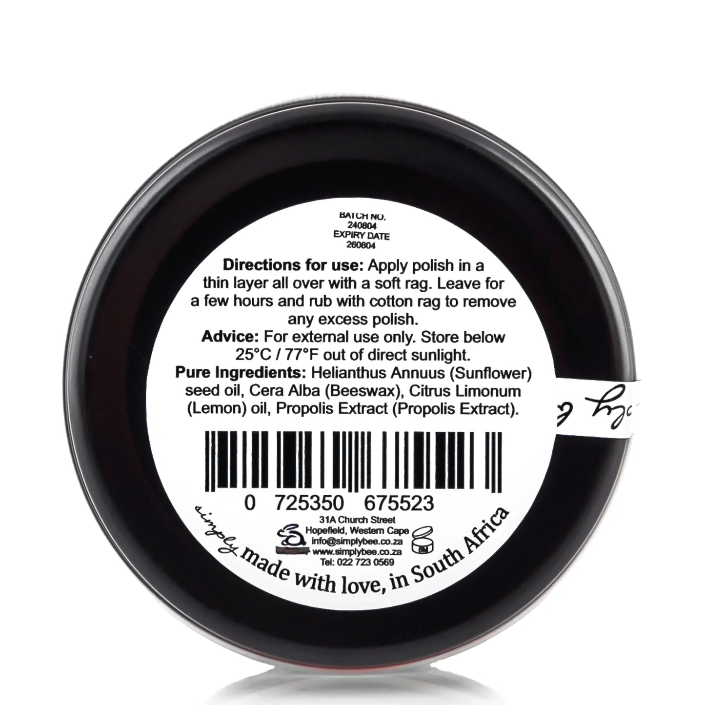 Simply Bee Natural Bees Wax Leather Polish 100g