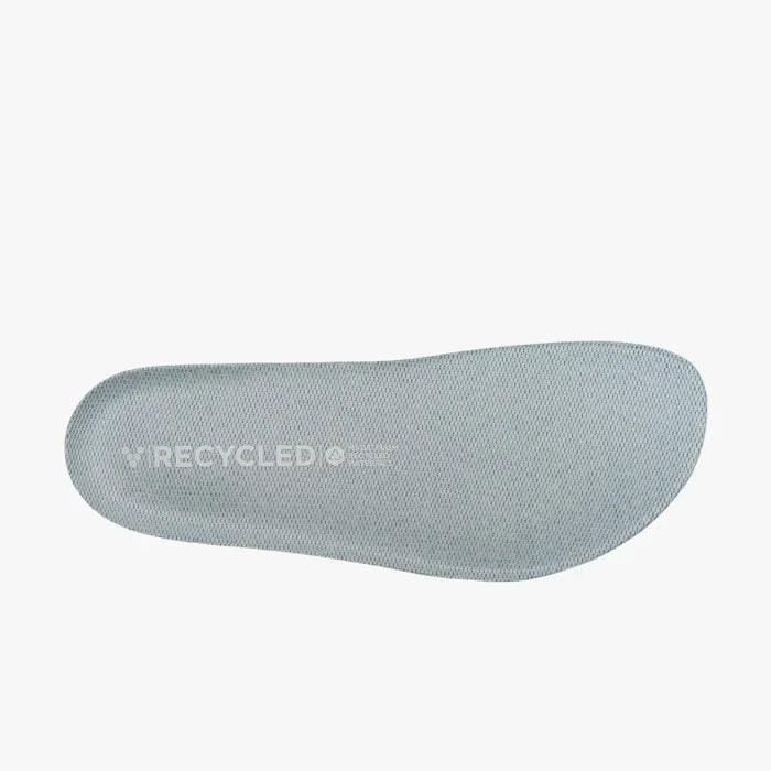 Gray shoe insole with 'RECYCLED' text on a white background
