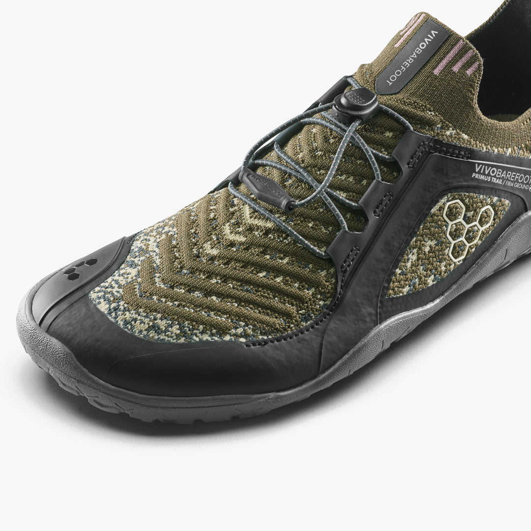 Vivobarefoot Primus Trail Knit FG Grounding Mens Dark Olive