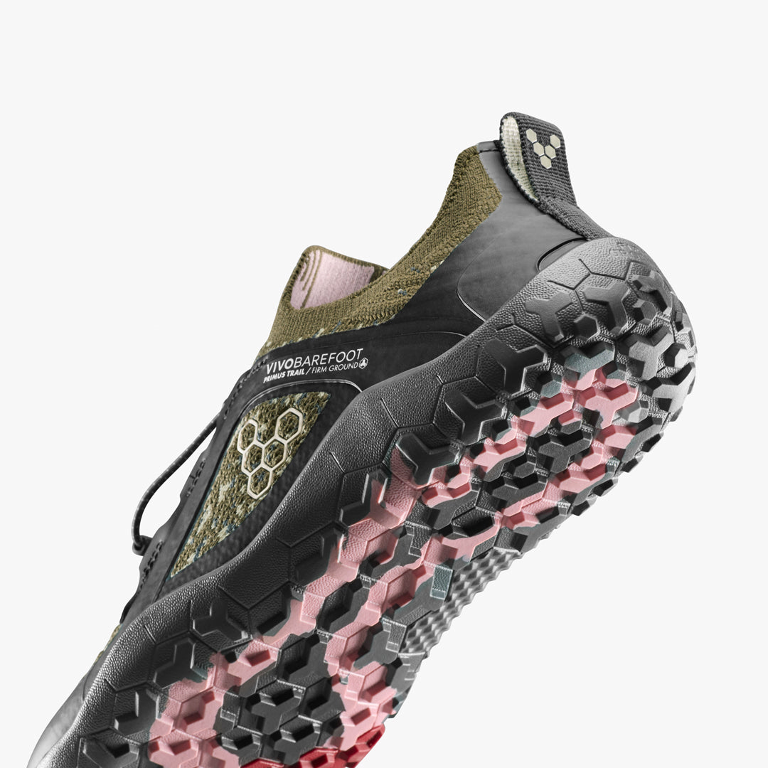 Vivobarefoot Primus Trail Knit FG Grounding Womens Dark Olive
