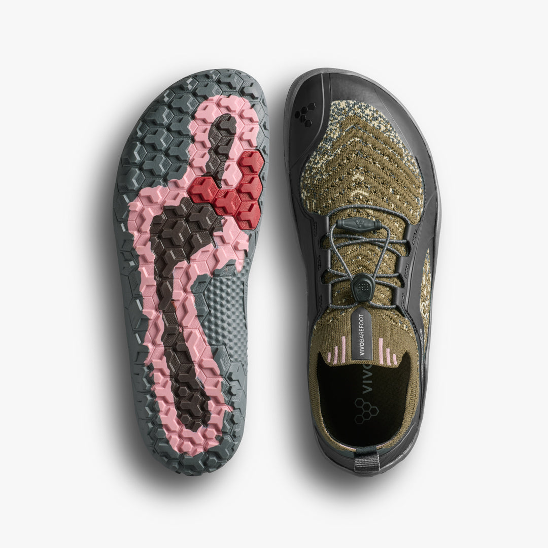 Vivobarefoot Primus Trail Knit FG Grounding Womens Dark Olive