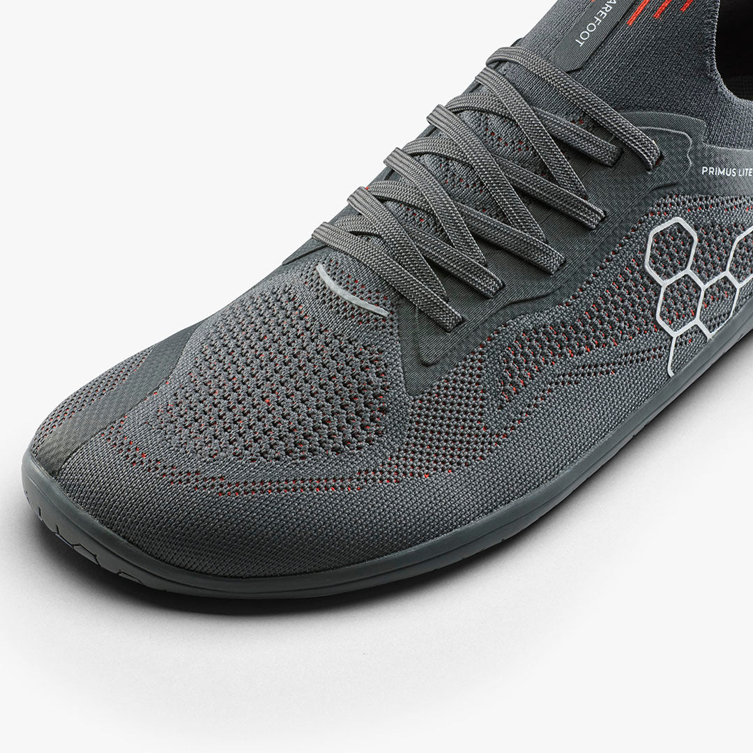 Vivobarefoot Primus Lite Knit Natural Mens Obsidian/Cherry Tomato