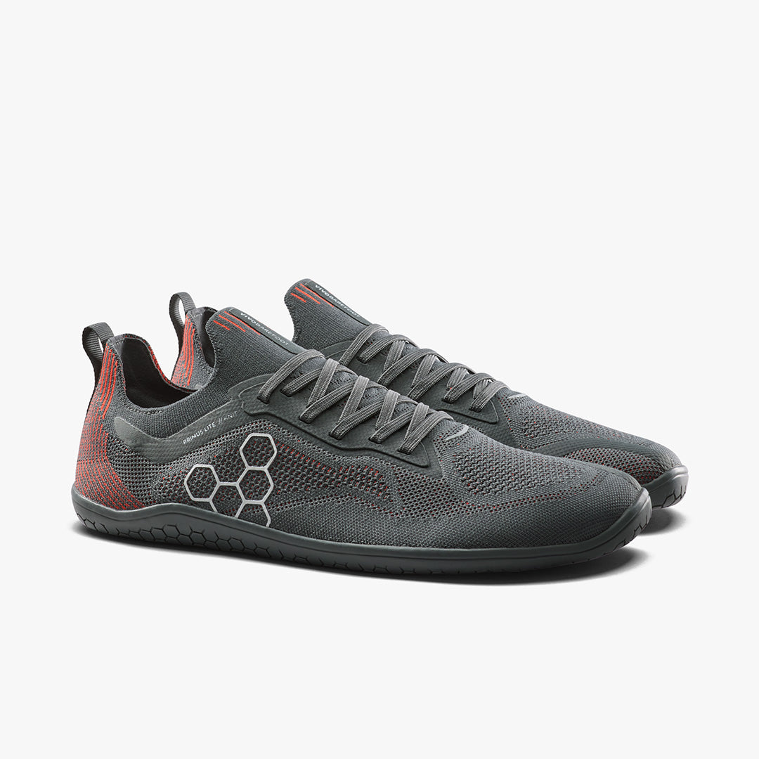 Vivobarefoot Primus Lite Knit Natural Mens Obsidian/Cherry Tomato