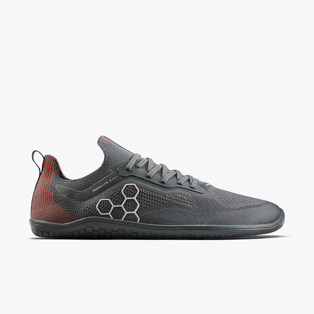 Vivobarefoot Primus Lite Knit Natural Mens Obsidian/Cherry Tomato