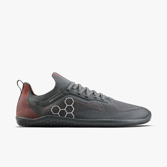 Vivobarefoot Primus Lite Knit Natural Mens Obsidian/Cherry Tomato