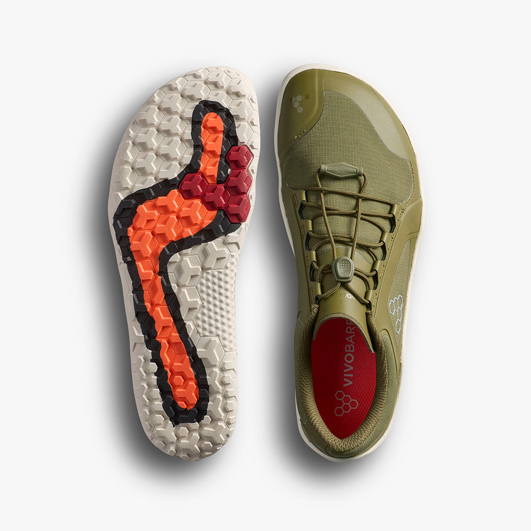 Vivobarefoot Primus Trail All Weather FG III Mens Dark Olive/White