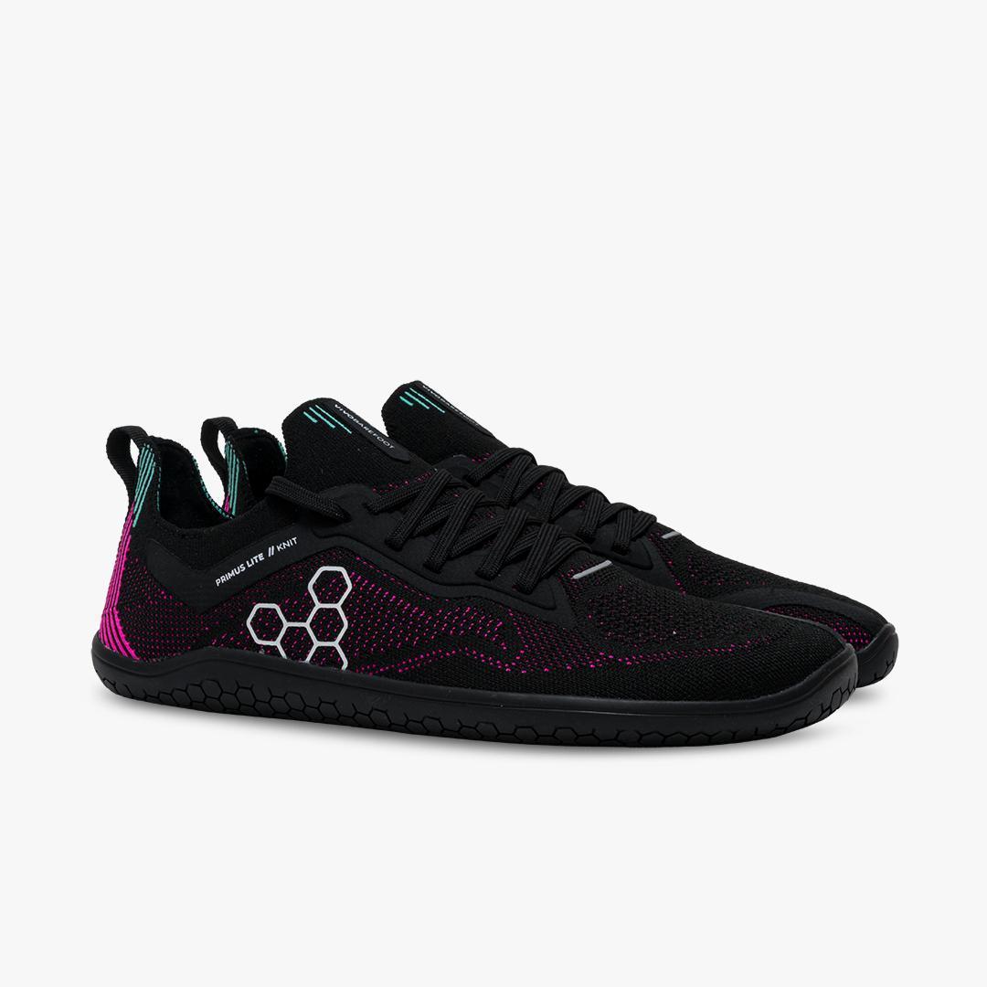 Vivobarefoot Primus Lite Knit Womens Obsidian/Vibrant Pink - Vivobarefoot ZA