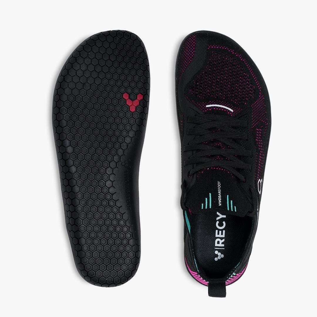 Vivobarefoot Primus Lite Knit Womens Obsidian/Vibrant Pink - Vivobarefoot ZA